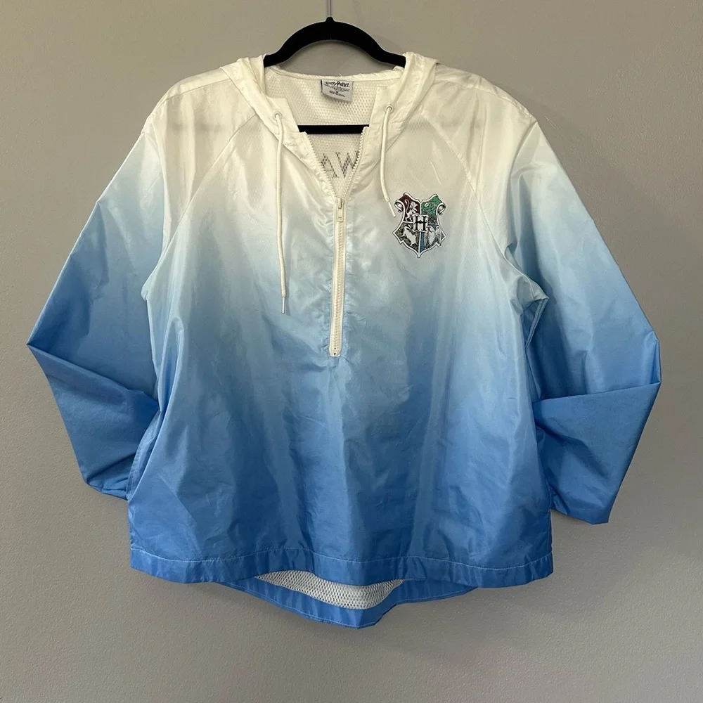 Harry Potter Hogwarts Windbreaker Pullover 1/4 Zip Sz M - Picture 2 of 9